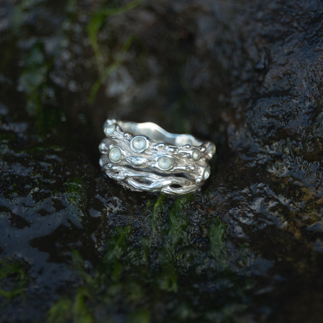 "Constellar" Sterling Silver ring with 17 tiny gems