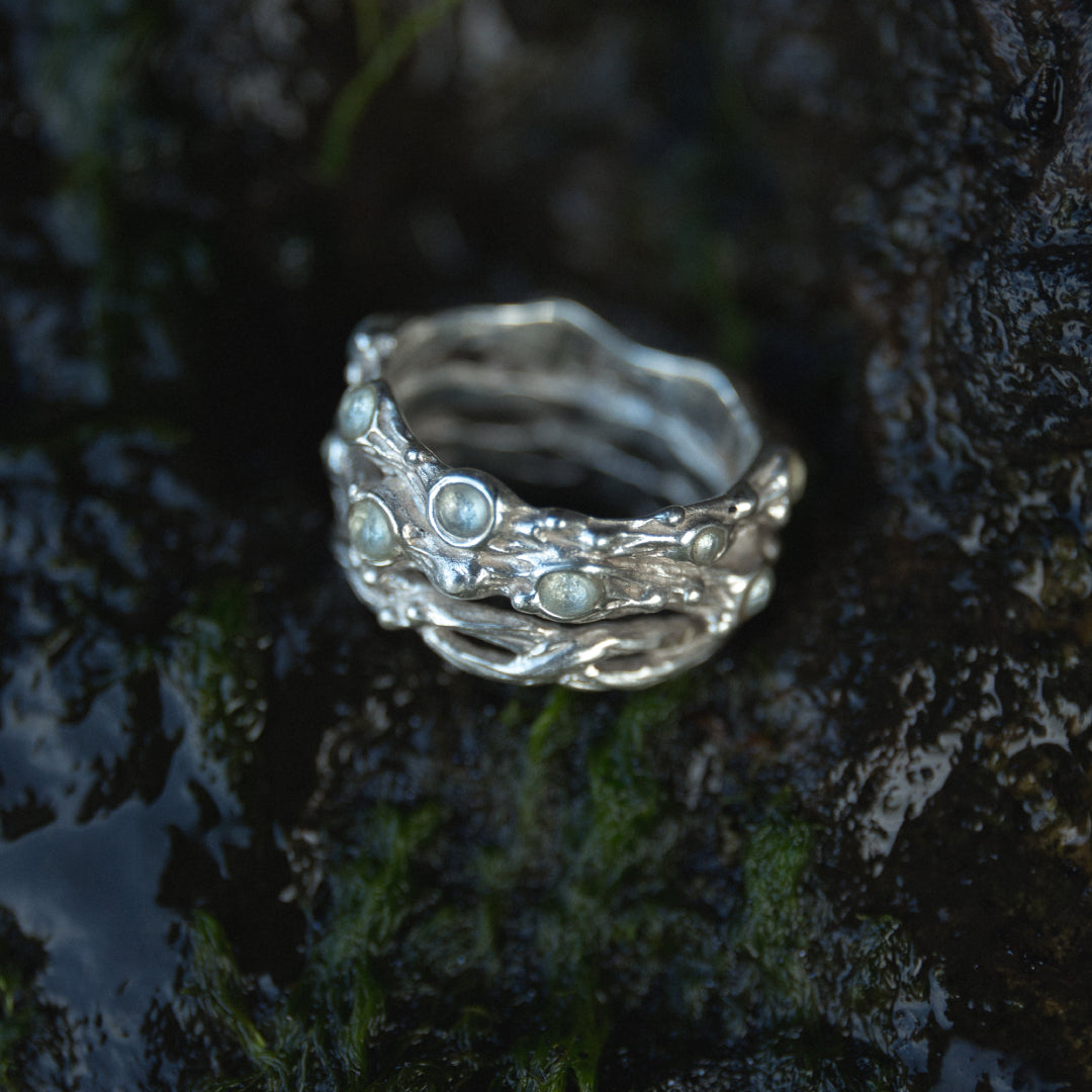 "Constellar" Sterling Silver ring with 17 tiny gems