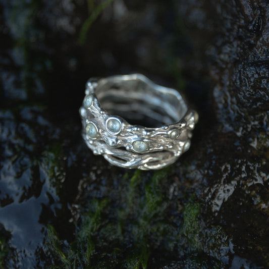 "Constellar" Sterling Silver ring with 17 tiny gems